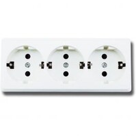 3-way grounded wall socket white - LED accessories