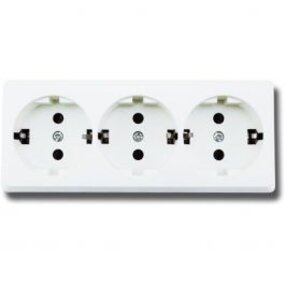 3-way grounded wall socket white - LED accessories