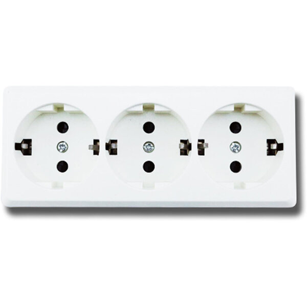 HLW LED Wandcontactdoos Aigi Kuta 3-voudig randaarde wit - ideaal LED toebehoren