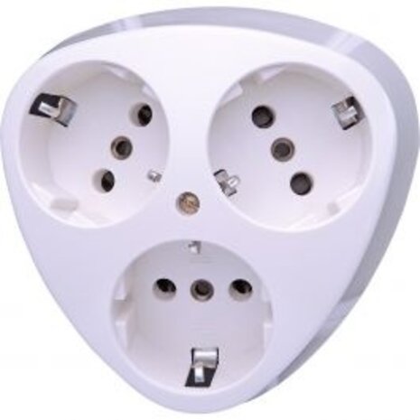 KOPP 3-way Wall Socket - Surface Mounted, Earth Connection & Arctic Gloss White - LED accessories
