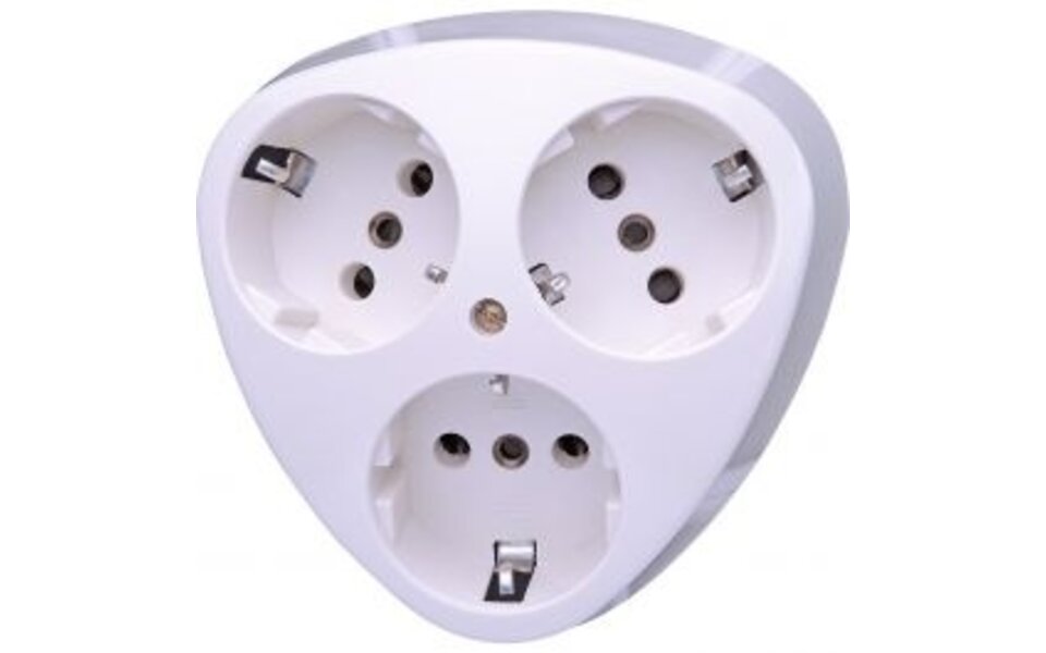 KOPP KOPP 3-way Wall Socket - Surface Mounted, Earth Connection & Arctic Gloss White - LED accessories KOPP KOPP 3-way Wall Socket - Surface Mounted, Earth Connection & Arctic Gloss White - LED accessories