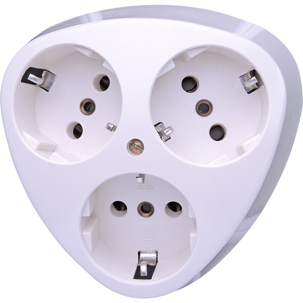 KOPP KOPP 3-way Wall Socket - Surface Mounted, Earth Connection & Arctic Gloss White - LED accessories