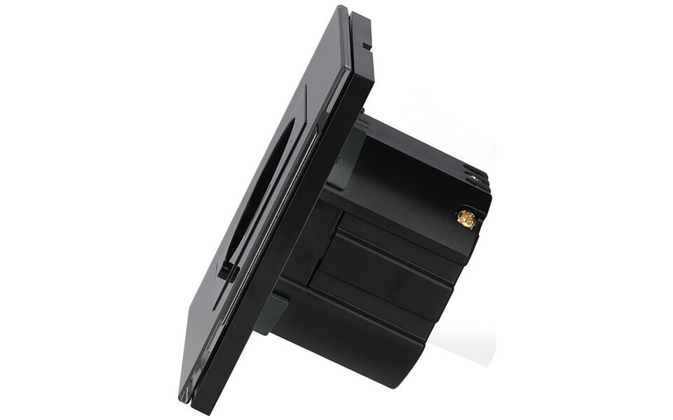 HLW LED Viron Wimo Smart WiFi Wandcontactdoos 1-voudig met Randaarde en Zwart Glazen Afdekraam