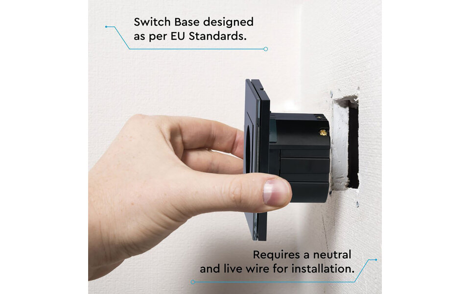 HLW LED Viron Wimo Smart WiFi Wandcontactdoos 1-voudig met Randaarde en Zwart Glazen Afdekraam