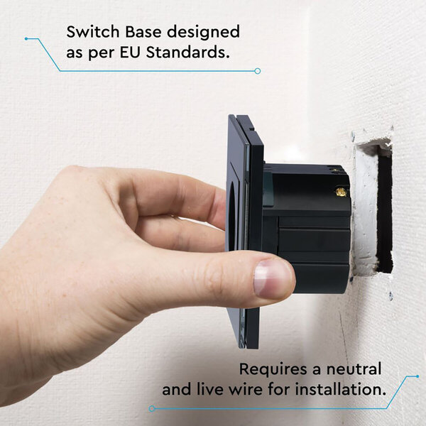 HLW LED Viron Wimo Smart WiFi Wall Socket 1-way with Grounding and Black Glass Cover Frame