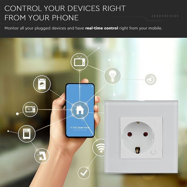 HLW LED Viron Wimo Smart WiFi Wandcontactdoos 1-voudig Geaard met LED Toebehoren