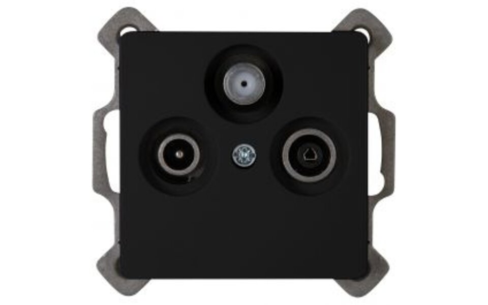 KOPP KOPP Inbouw Coax Wandcontactdoos Mat Zwart – Ideaal LED toebehoren voor TV, Radio & Satelliet