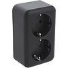 Q-LINK Double Wall Socket Matte Black with Child Safety