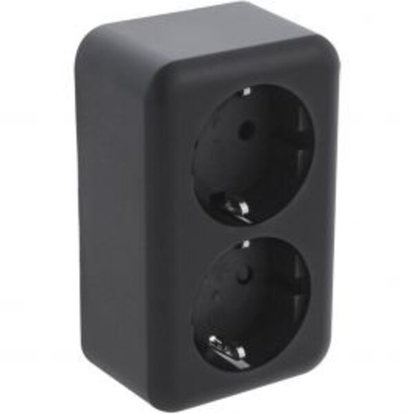 Q-LINK Q-LINK Double Wall Socket Matte Black | Safe & Stylish LED Accessories