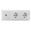 UTP RJ45 2-way socket with earth connection & LED accessories - Flush-mounted wall socket, white UTP RJ45 2-way socket with earth connection & LED accessories - Flush-mounted wall socket, white