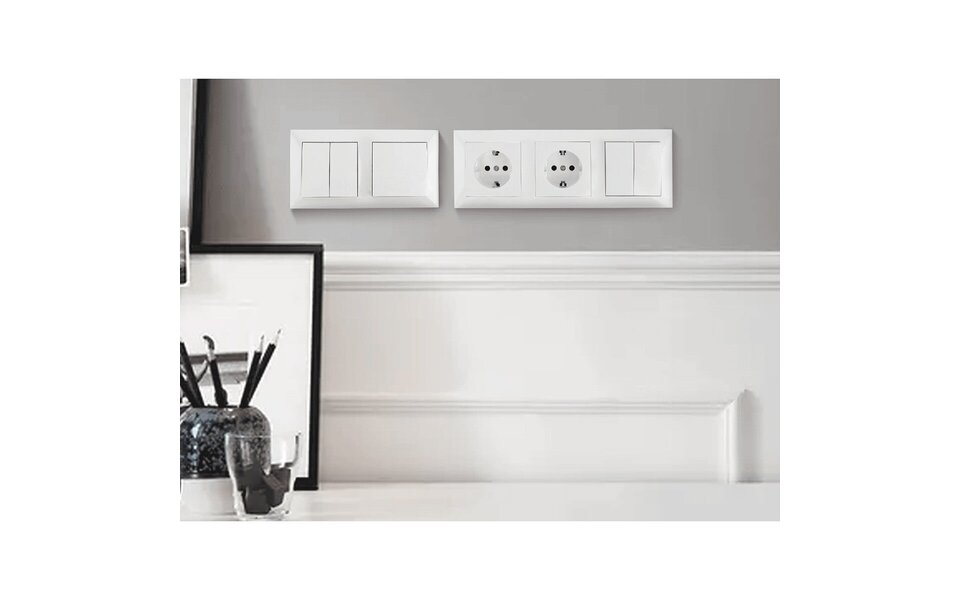 HLW LED UTP RJ45 Stopcontact 2-voudig met Randaarde & LED toebehoren - Inbouw Wandcontactdoos Wit