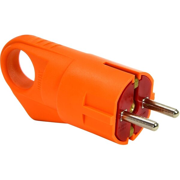 HLW LED Splash-proof Schuko Plug Orange IP44 with Earth Connection & Handle - LED Accessories