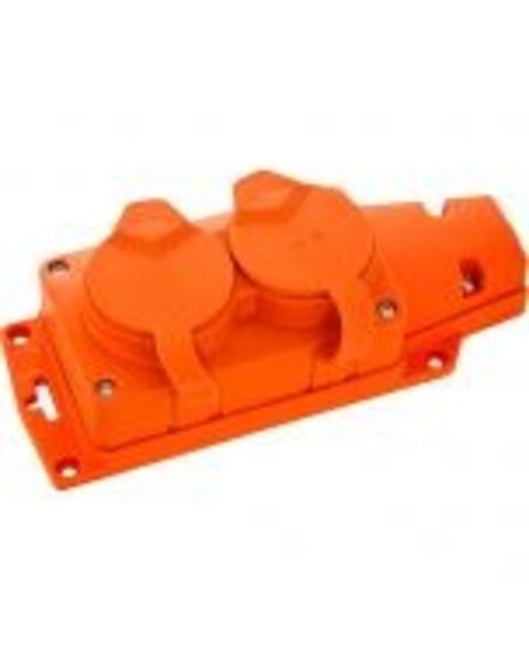 HLW LED Splash-proof Schuko Plug Orange IP44 with Earth Connection & Handle - LED Accessories