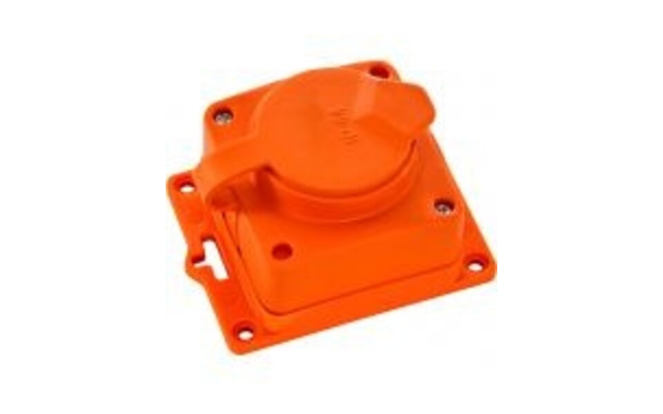 HLW LED Splash-proof Schuko Plug Orange IP44 with Earth Connection & Handle - LED Accessories