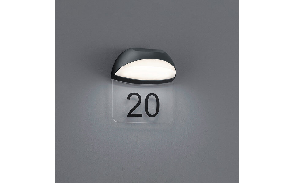 HLW LED Trion Magona 5W LED House Number Lighting - Waterproof IP54, Warm White 3000K, Matte Anthracite