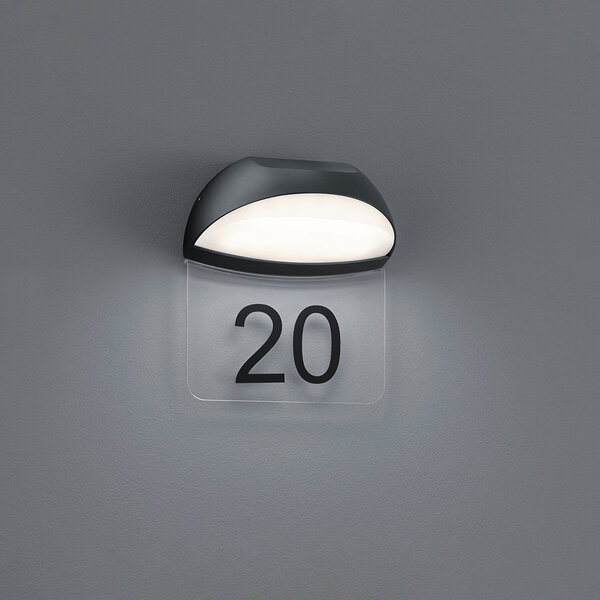 HLW LED Trion Magona 5W LED House Number Lighting - Waterproof IP54, Warm White 3000K, Matte Anthracite