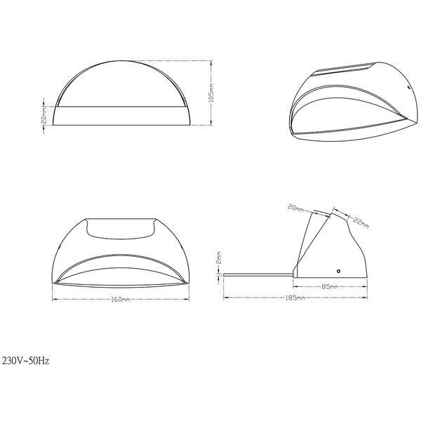 HLW LED Trion Magona 5W LED House Number Lighting - Waterproof IP54, Warm White 3000K, Matte Anthracite