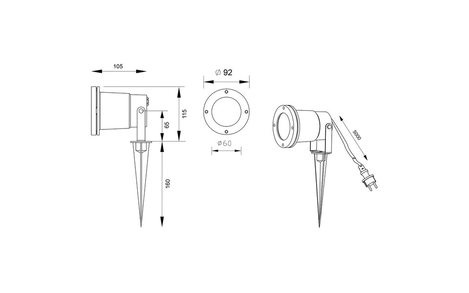 HLW LED Prikspot met Stekker - Trion Ubani GU10 Fitting - LED Toebehoren Antraciet HLW LED Prikspot met Stekker - Trion Ubani GU10 Fitting - LED Toebehoren Antraciet