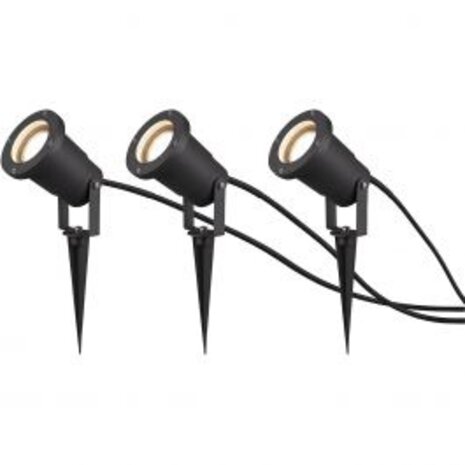 Spotlight 3 Pack with GU10 Fitting and Plug - Aluminum Anthracite, IP65 Waterproof
