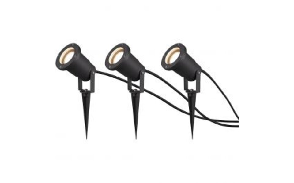 HLW LED Spotlight 3 Pack with GU10 Fitting and Plug - Aluminum Anthracite, IP65 Waterproof HLW LED Spotlight 3 Pack with GU10 Fitting and Plug - Aluminum Anthracite, IP65 Waterproof