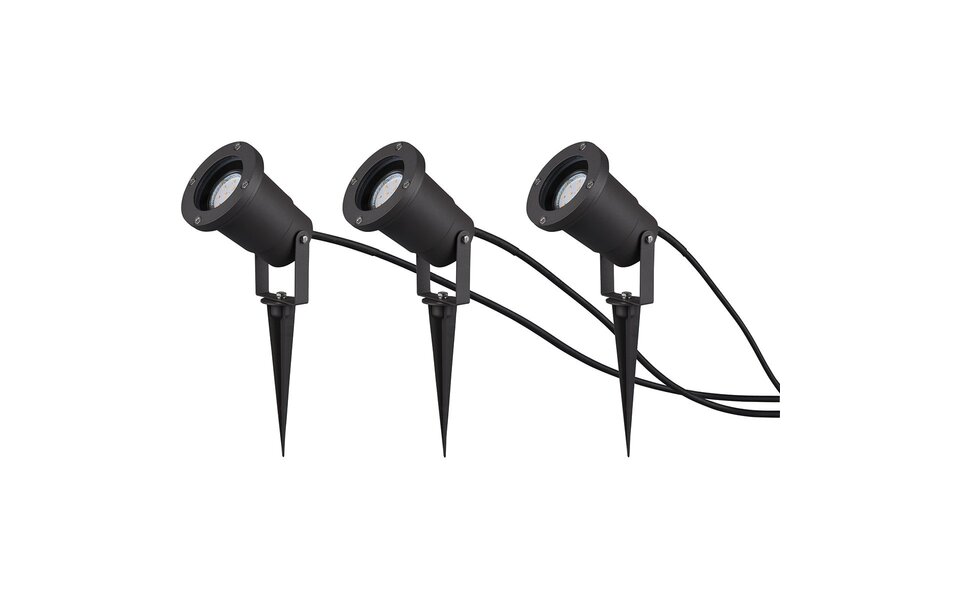 HLW LED Spotlight 3 Pack with GU10 Fitting and Plug - Aluminum Anthracite, IP65 Waterproof HLW LED Spotlight 3 Pack with GU10 Fitting and Plug - Aluminum Anthracite, IP65 Waterproof