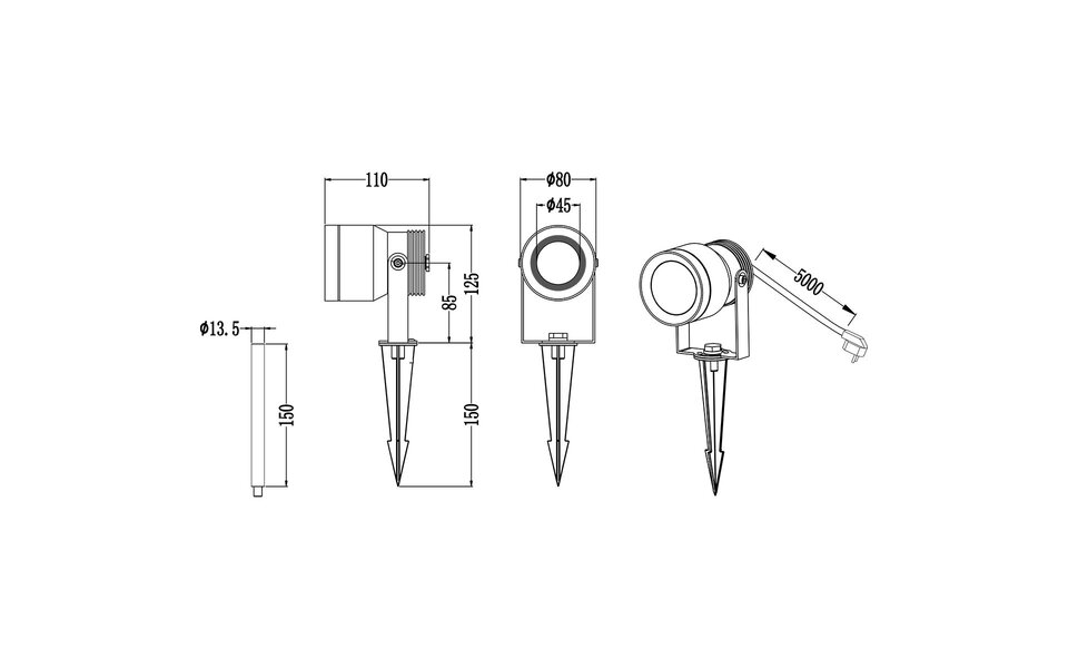 HLW LED Trion Bera 11W LED Spike Light - Warm White 3000K, Waterproof IP65, Anthracite Aluminum