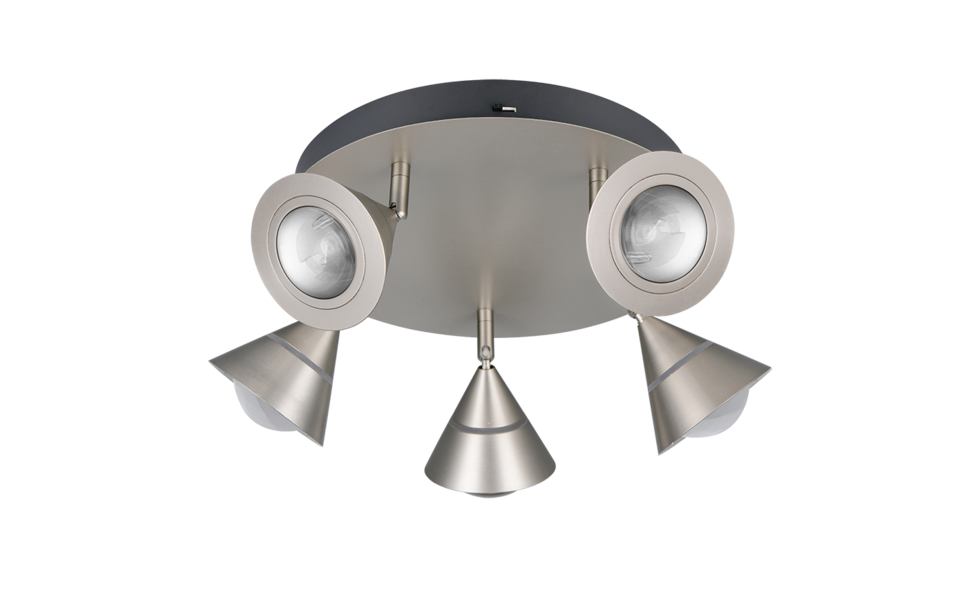 Trio Lighting Trio ROMEO plafondlamp | LED | nikkel mat | Ø 30 cm | IP20 | 5x 7W | 700 lm | 2300+3000+4000K Trio Lighting Trio ROMEO plafondlamp | LED | nikkel mat | Ø 30 cm | IP20 | 5x 7W | 700 lm | 2300+3000+4000K