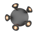 Trio Lighting Trio ROMEO LED ceiling light | 5x 7W 820 lm 4000K | black | Ø 20 cm | IP20 | 16.5 cm