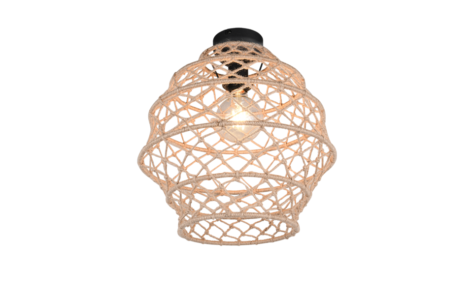 Trio Lighting Trio HIVE plafondlamp | E27 Fitting | mat zwart met natuurlijke afwerking | Ø 38,5 cm | IP20 | excl. 1x E27 | max. 10W