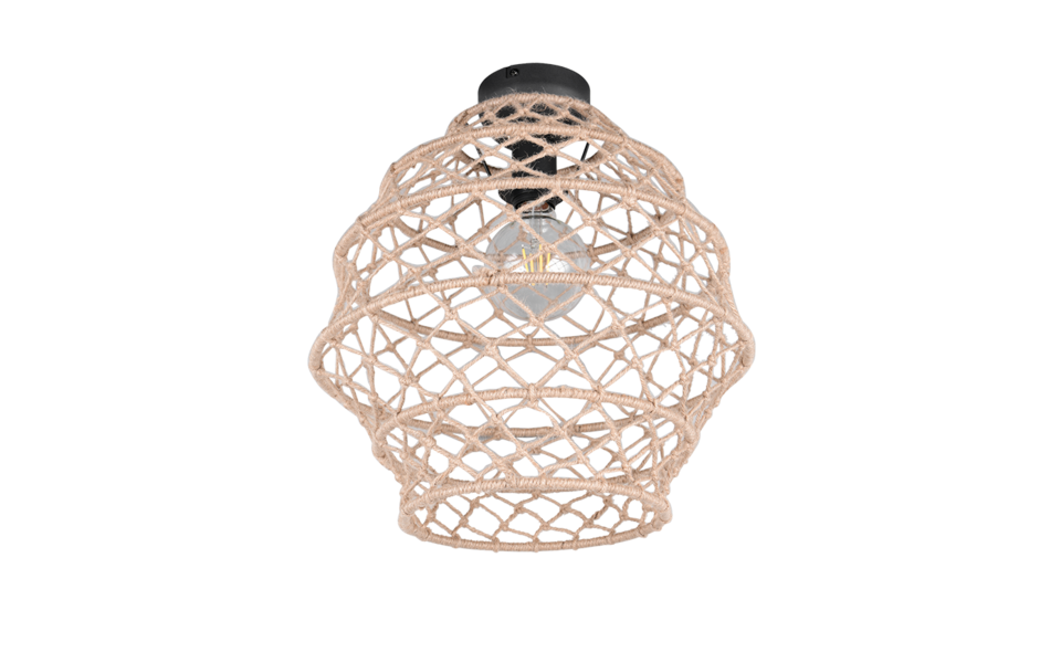 Trio Lighting Trio HIVE plafondlamp | E27 Fitting | mat zwart met natuurlijke afwerking | Ø 38,5 cm | IP20 | excl. 1x E27 | max. 10W