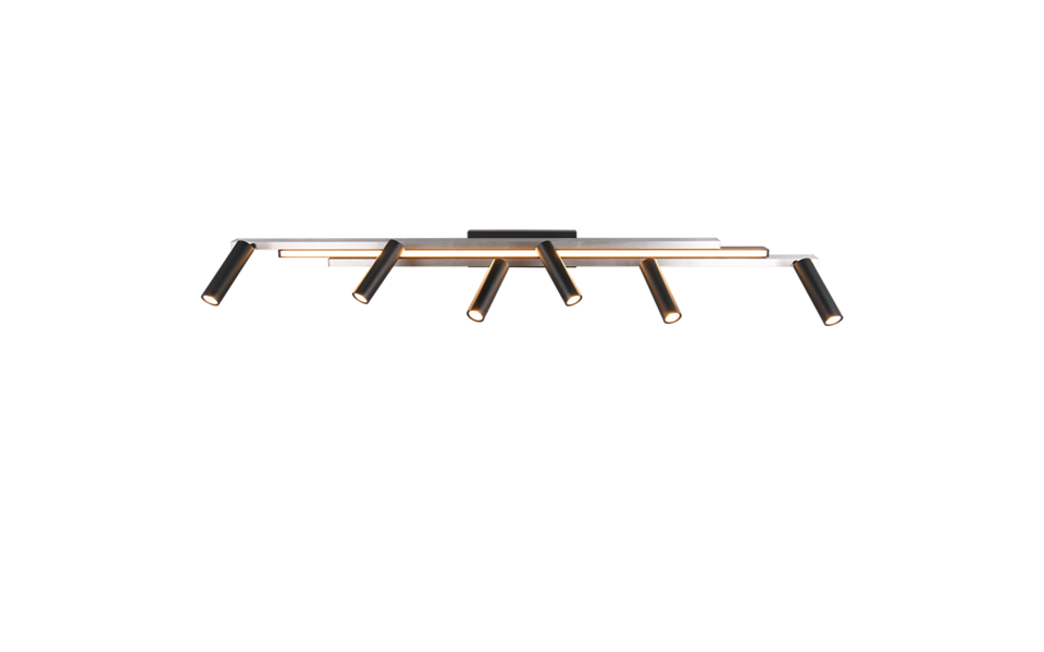 Trio Lighting Trio ZENO plafondlamp | LED | geborsteld aluminium | 180 x 8,5 cm | IP20 | 5,5W,18W | 650 lm, 1x 2200 lm | 2700-6500K | dimbaar