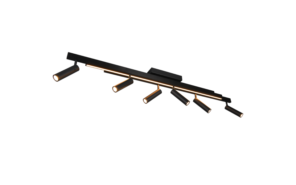 Trio Lighting Trio ZENO plafondlamp | LED | mat zwart | 180 x 8,5 cm | IP20 | 5,5W,18W | 650 lm, 1x 2200 lm | 2700-6500K | dimbaar