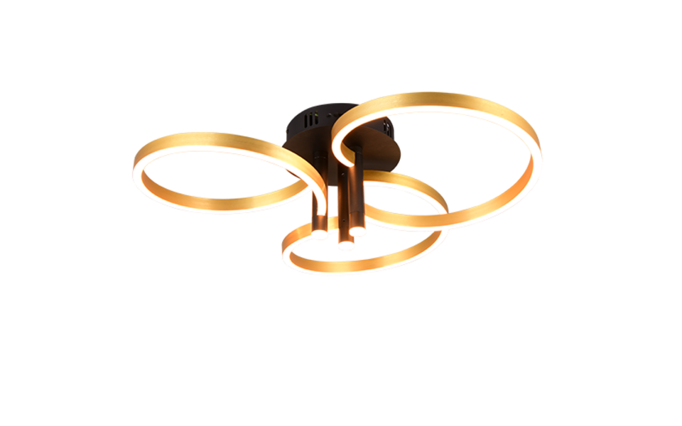 Trio Lighting Trio CARUSO LED ceiling light | 1x 43W 4980 lm 4000K | black with gold | Ø 65.5 cm | IP20 | 20 cm