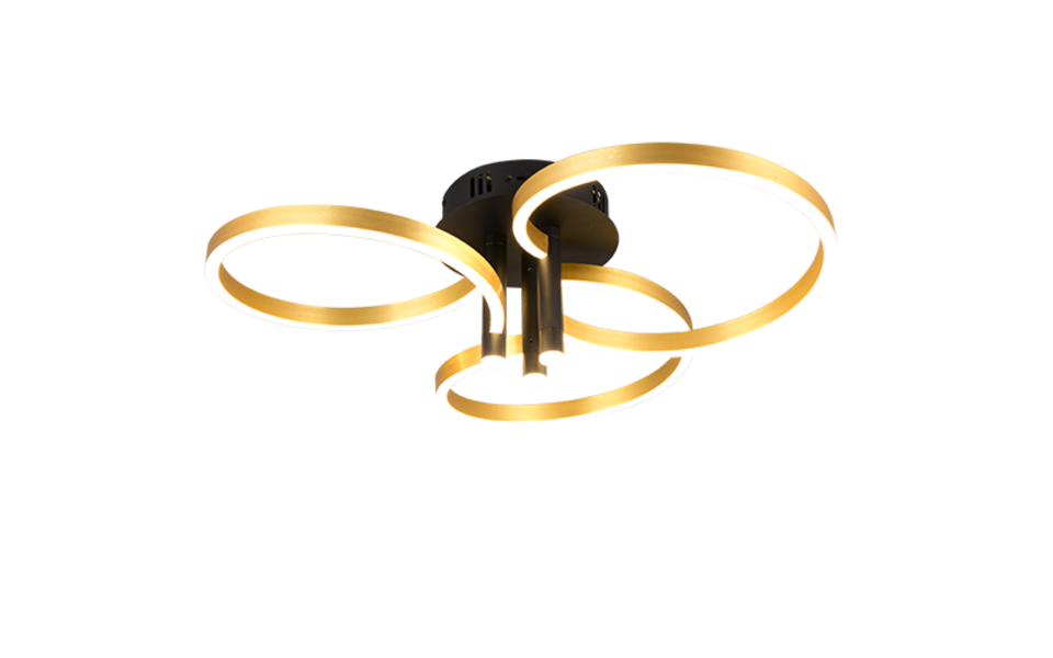 Trio Lighting Trio CARUSO LED ceiling light | 1x 43W 4980 lm 4000K | black with gold | Ø 65.5 cm | IP20 | 20 cm