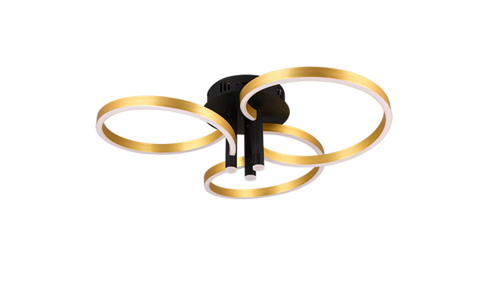 Trio Lighting Trio CARUSO LED ceiling light | 1x 43W 4980 lm 4000K | black with gold | Ø 65.5 cm | IP20 | 20 cm