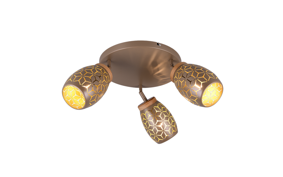 Trio Lighting Trio BIDAR ceiling light | 3x E14 max 40W | mocha brown | Ø 58 cm | IP20 | 27 cm