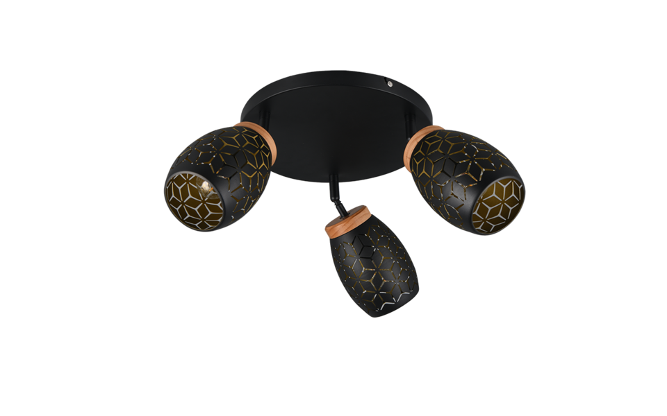 Trio Lighting Trio BIDAR ceiling light | 3x E14 max 40W | black with gold | Ø 58 cm | IP20 | 27 cm Trio Lighting Trio BIDAR ceiling light | 3x E14 max 40W | black with gold | Ø 58 cm | IP20 | 27 cm