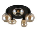 Trio Lighting Trio LUMINA plafondlamp | E14 Fitting | mat zwart met amber | Ø 63,5 cm | IP20 | excl. 5x E14 | max. 10W