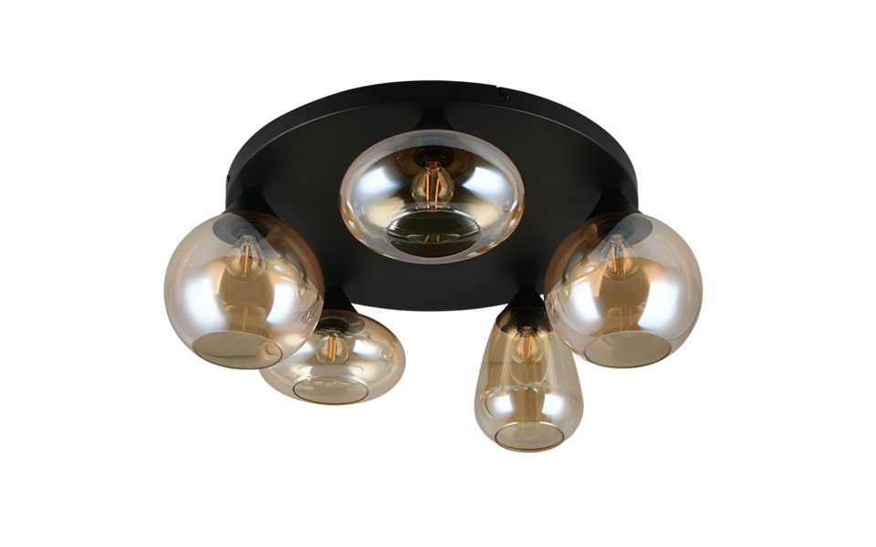 Trio Lighting Trio LUMINA plafondlamp | E14 Fitting | mat zwart met amber | Ø 63,5 cm | IP20 | excl. 5x E14 | max. 10W Trio Lighting Trio LUMINA plafondlamp | E14 Fitting | mat zwart met amber | Ø 63,5 cm | IP20 | excl. 5x E14 | max. 10W