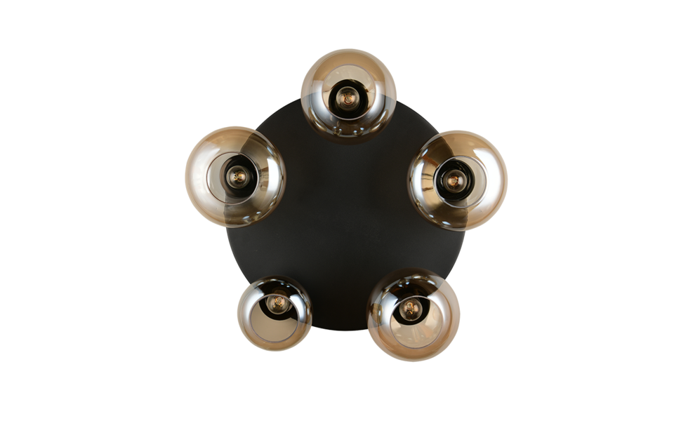 Trio Lighting Trio LUMINA plafondlamp | E14 Fitting | mat zwart met amber | Ø 63,5 cm | IP20 | excl. 5x E14 | max. 10W Trio Lighting Trio LUMINA plafondlamp | E14 Fitting | mat zwart met amber | Ø 63,5 cm | IP20 | excl. 5x E14 | max. 10W