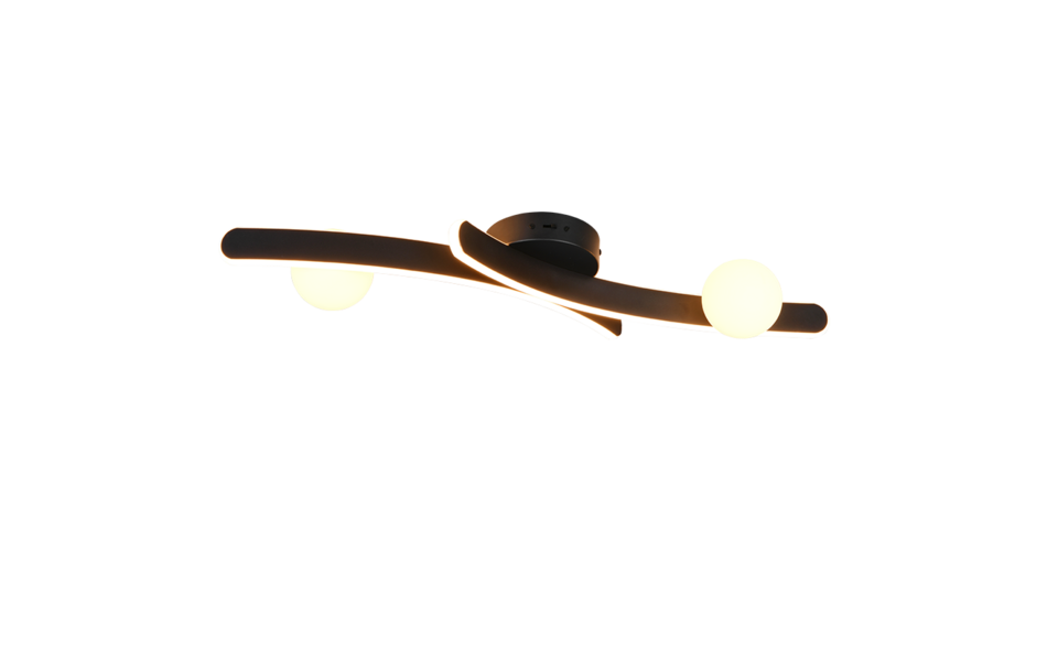 Trio Lighting Trio NAPOLI plafondlamp | LED | mat zwart | 70 x 20,5 cm | IP20 | 1x 27W | 3200 lm | 2300+3000+4000K | dimbaar