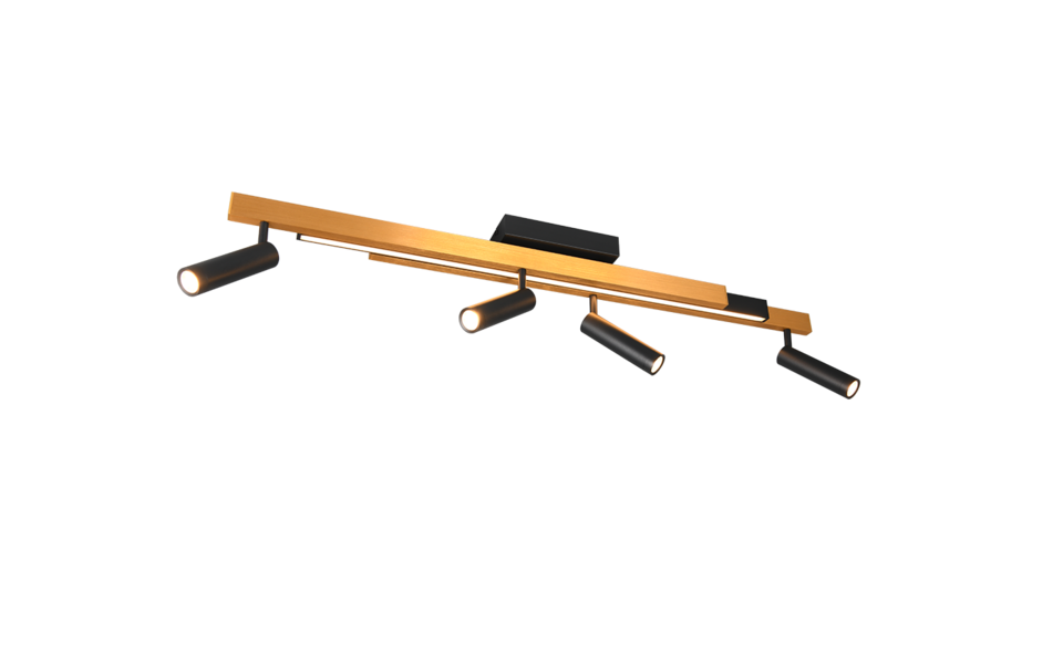 Trio Lighting Trio ZENO LED ceiling light | 5x 7W 4200 lm 2700-6500K | black with gold | IP20 | 15 cm