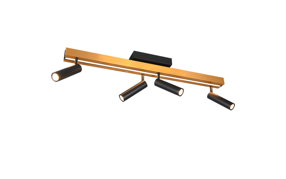 Trio Lighting Trio ZENO LED ceiling light | 5x 7W 4200 lm 2700-6500K | black with gold | IP20 | 15 cm