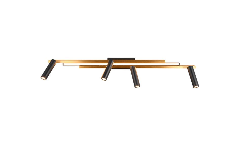 Trio Lighting Trio ZENO LED ceiling light | 5x 7W 4200 lm 2700-6500K | black with gold | IP20 | 15 cm