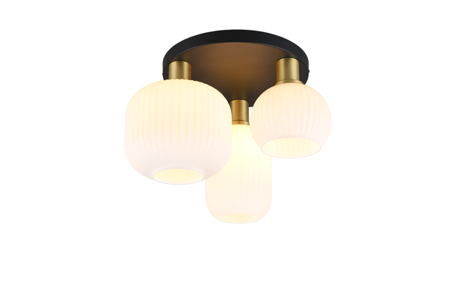 Trio Lighting Trio DIVA plafondlamp | E27 Fitting | messing mat met wit | Ø 39 cm | IP20 | excl. 3x E27 | max. 10W