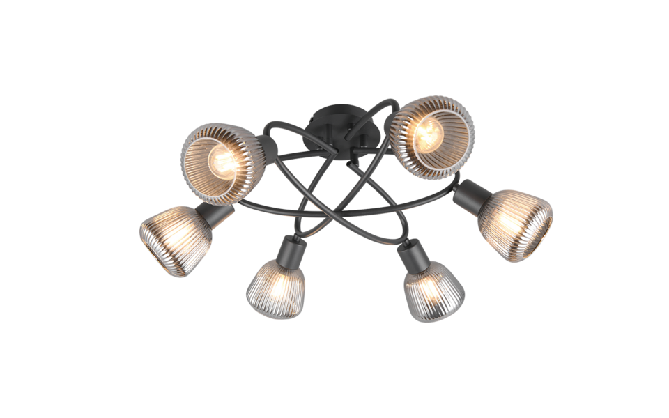 Trio Lighting Trio TARIFA plafondlamp | E14 Fitting | mat zwart | Ø 59,5 cm | IP20 | excl. 6x E14 | max. 10W Trio Lighting Trio TARIFA plafondlamp | E14 Fitting | mat zwart | Ø 59,5 cm | IP20 | excl. 6x E14 | max. 10W