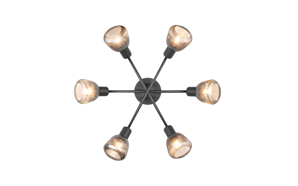Trio Lighting Trio TARIFA plafondlamp | E14 Fitting | mat zwart | Ø 59,5 cm | IP20 | excl. 6x E14 | max. 10W Trio Lighting Trio TARIFA plafondlamp | E14 Fitting | mat zwart | Ø 59,5 cm | IP20 | excl. 6x E14 | max. 10W