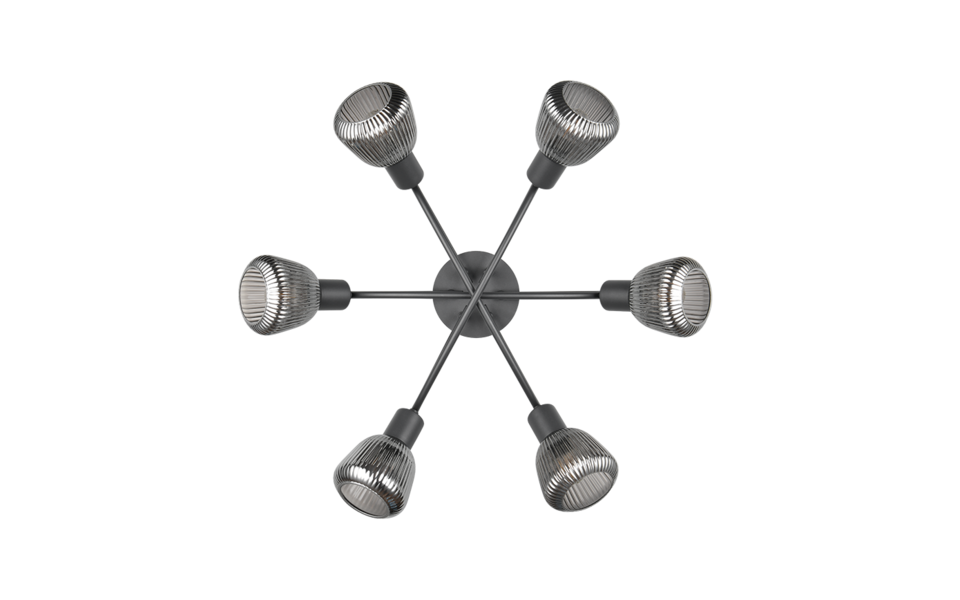 Trio Lighting Trio TARIFA plafondlamp | E14 Fitting | mat zwart | Ø 59,5 cm | IP20 | excl. 6x E14 | max. 10W Trio Lighting Trio TARIFA plafondlamp | E14 Fitting | mat zwart | Ø 59,5 cm | IP20 | excl. 6x E14 | max. 10W