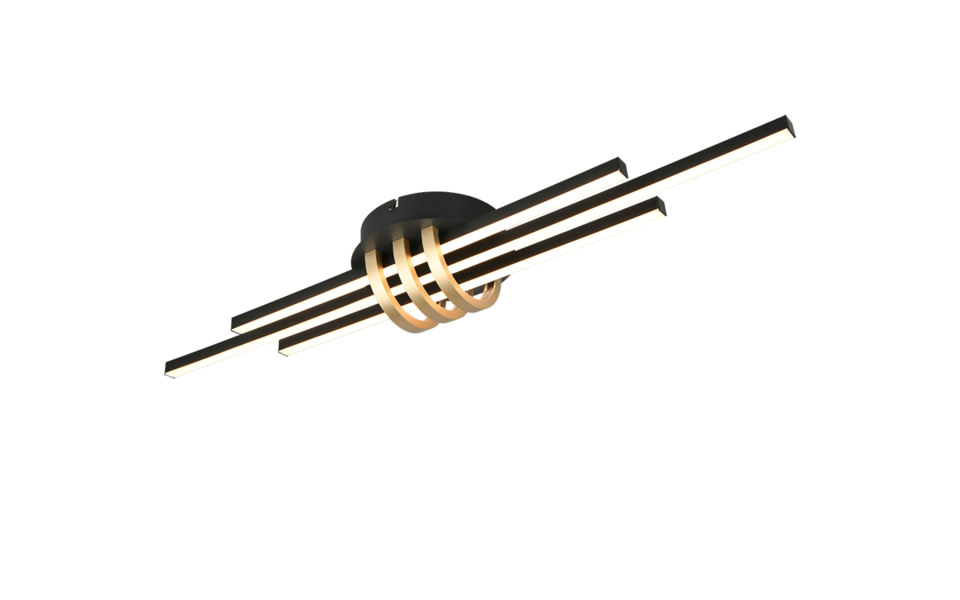 Trio Lighting Trio CINQUETO plafondlamp | LED | zwart met goud | 81 x 18 cm | IP20 | 1x 20W | 2380 lm | 3000K | dimbaar