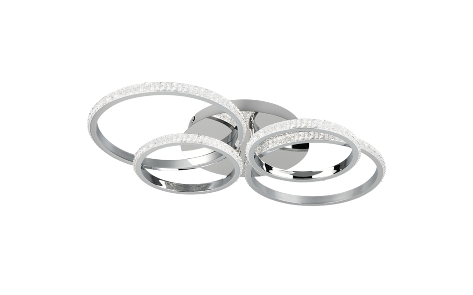 Trio Lighting Trio CIRES plafondlamp | LED | chroom met transparant | 65,5 x 49,5 cm | IP20 | 1x 27W | 3400 lm | 4000K | dimbaar